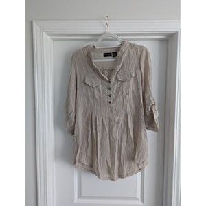 Pat Rego Women Beige 3/4 Sleeve Blouse 1X